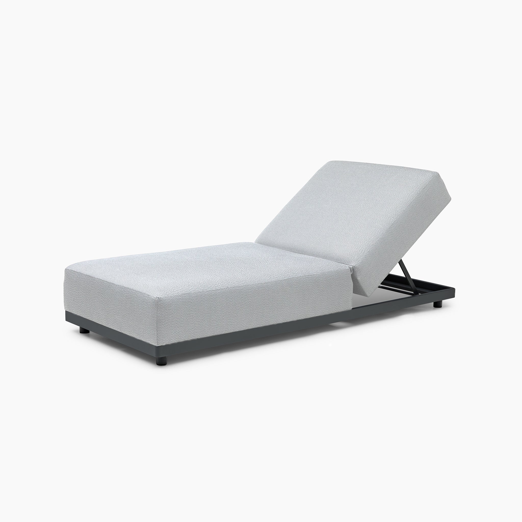 Luna Outdoor Fabric Deluxe Sun Lounger with Bolster Cushion in Oyster Grey