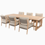 Noah 6 Seat Low Rectangular Dining Set in Volga Grey