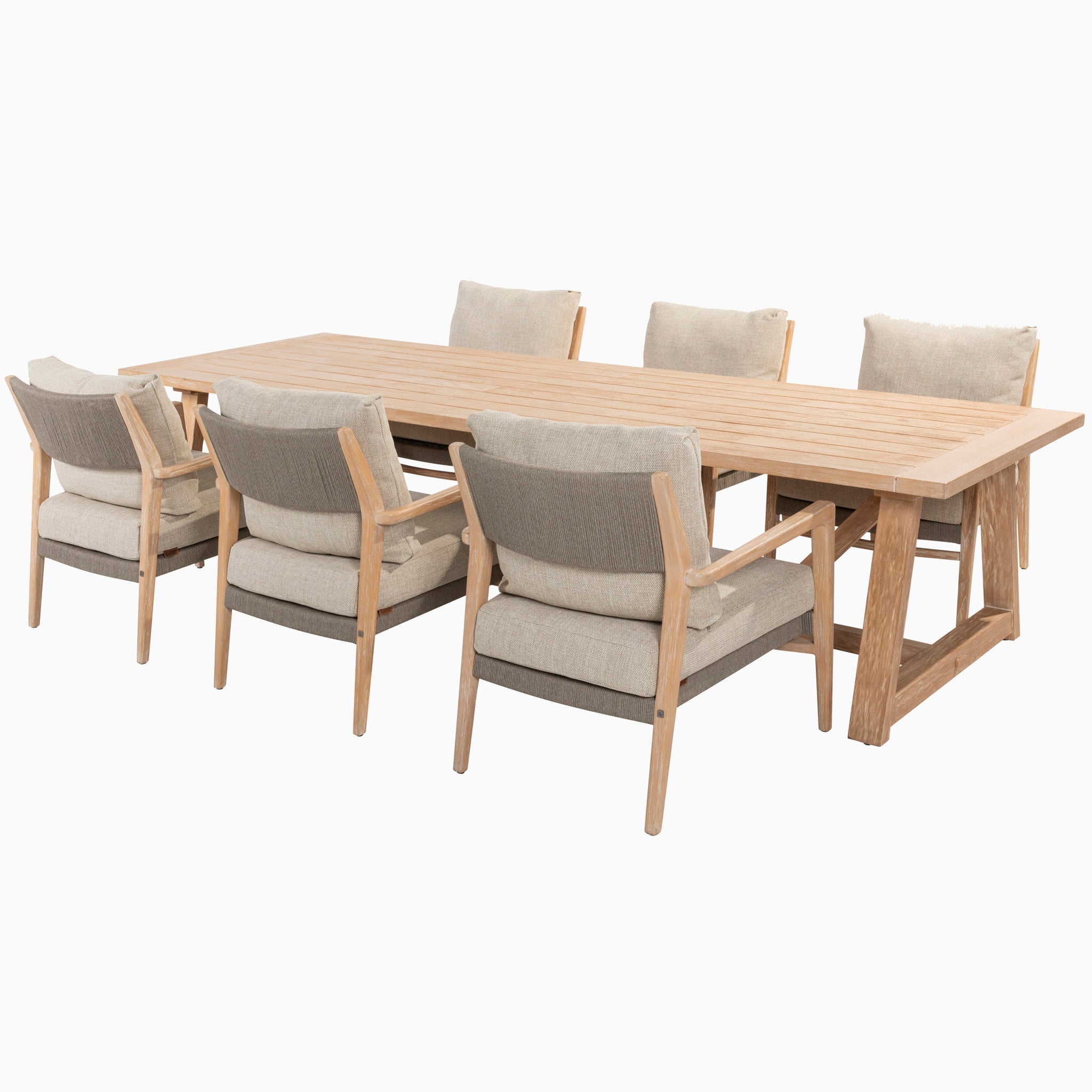 Noah 6 Seat Low Rectangular Dining Set in Volga Grey