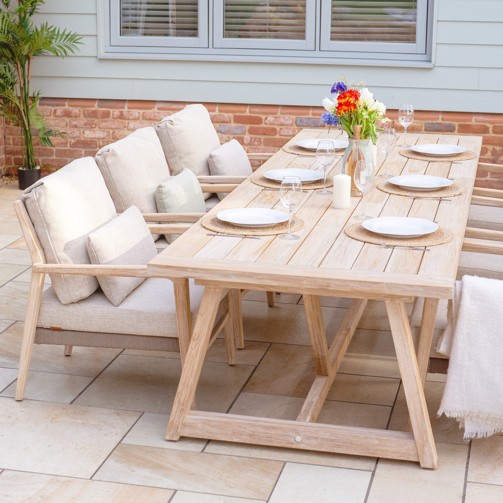 Noah 6 Seat Low Rectangular Dining Set in Volga Grey