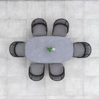 Kalama 6 Seat Rope Oval Dining Set with Ceramic Table in Charcoal