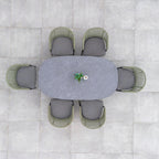 Kalama 6 Seat Rope Oval Dining Set with Ceramic Table in Olive Green