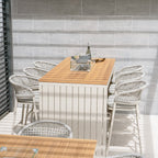 Kalama 6 Seat Rope Teak Firepit Bar Set in Latte