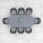 Kalama 8 Seat Rope Oval Dining Set with Ceramic Table in Charcoal
