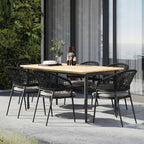 Kalama 6 Seat Rectangular Dining Set with Teak Table in Charcoal