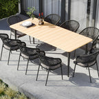 Kalama 8 Seat Rectangular Dining Set with Teak Table in Charcoal