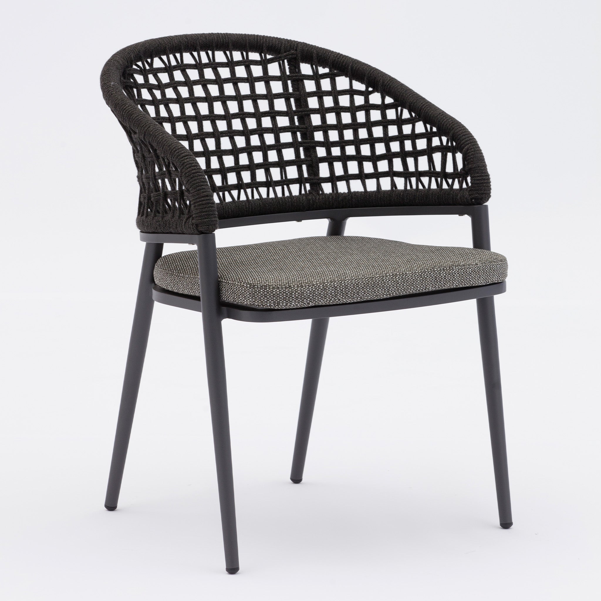 Kalama 6 Seat Rectangular Dining Set with Teak Table in Charcoal