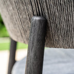 Lucca 6 Seat Dining Set with Teak Round Table in Black