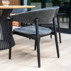 Lucca 6 Seat Dining Set with Teak Round Table in Black