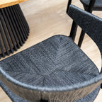 Lucca 6 Seat Dining Set with Teak Round Table in Black