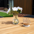 Lucca 6 Seat Dining Set with Teak Round Table in Black