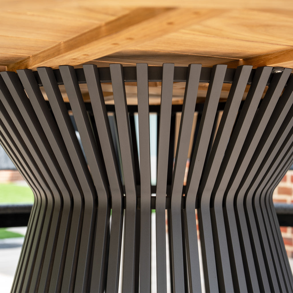 Lucca 6 Seat Dining Set with Teak Round Table in Black