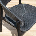 Lucca 6 Seat Dining Set with Teak Round Table in Black