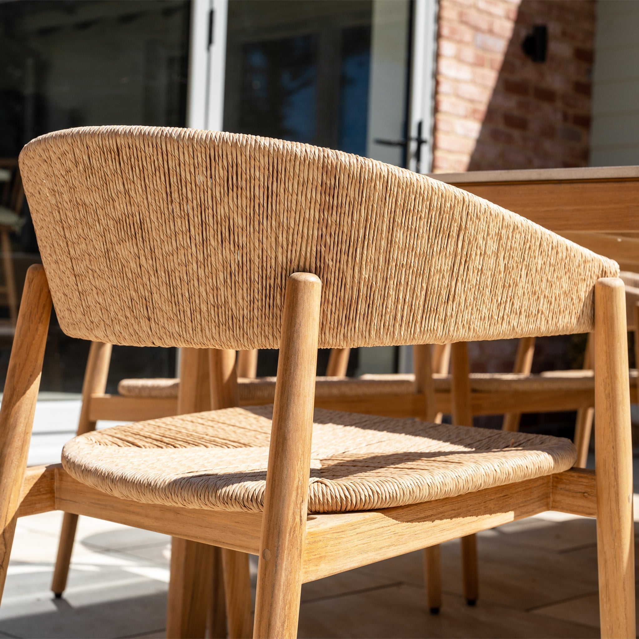 Lucca 8 Seat Dining Set with Ceramic Top Table in Natural Weave