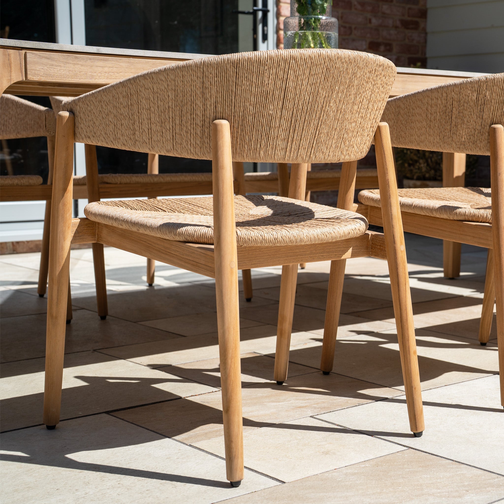 Lucca 8 Seat Dining Set with Ceramic Top Table in Natural Weave