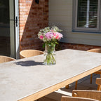 Lucca 8 Seat Dining Set with Ceramic Top Table in Natural Weave