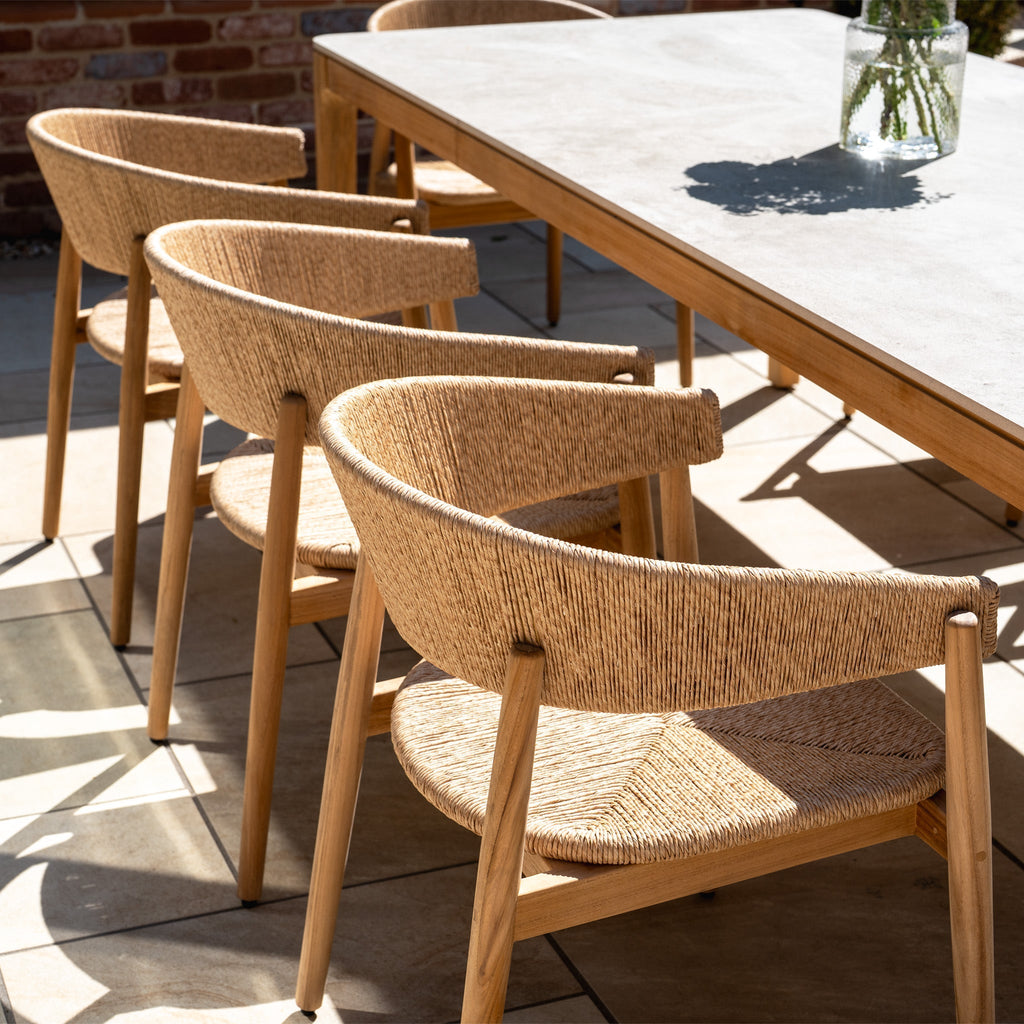 Lucca 8 Seat Dining Set with Ceramic Top Table in Natural Weave