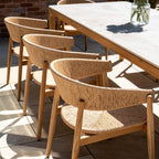 Lucca 8 Seat Dining Set with Ceramic Top Table in Natural Weave