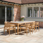 Lucca 8 Seat Dining Set with Ceramic Top Table in Natural Weave