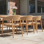 Lucca 8 Seat Dining Set with Ceramic Top Table in Natural Weave