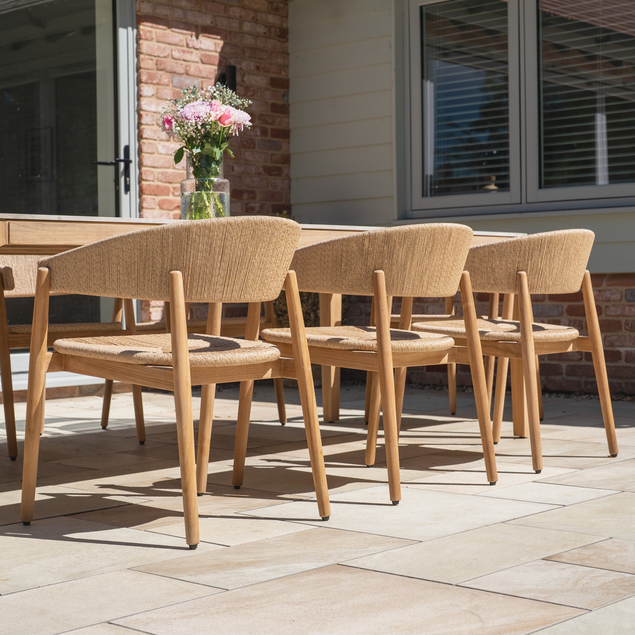 Lucca 8 Seat Dining Set with Ceramic Top Table in Natural Weave