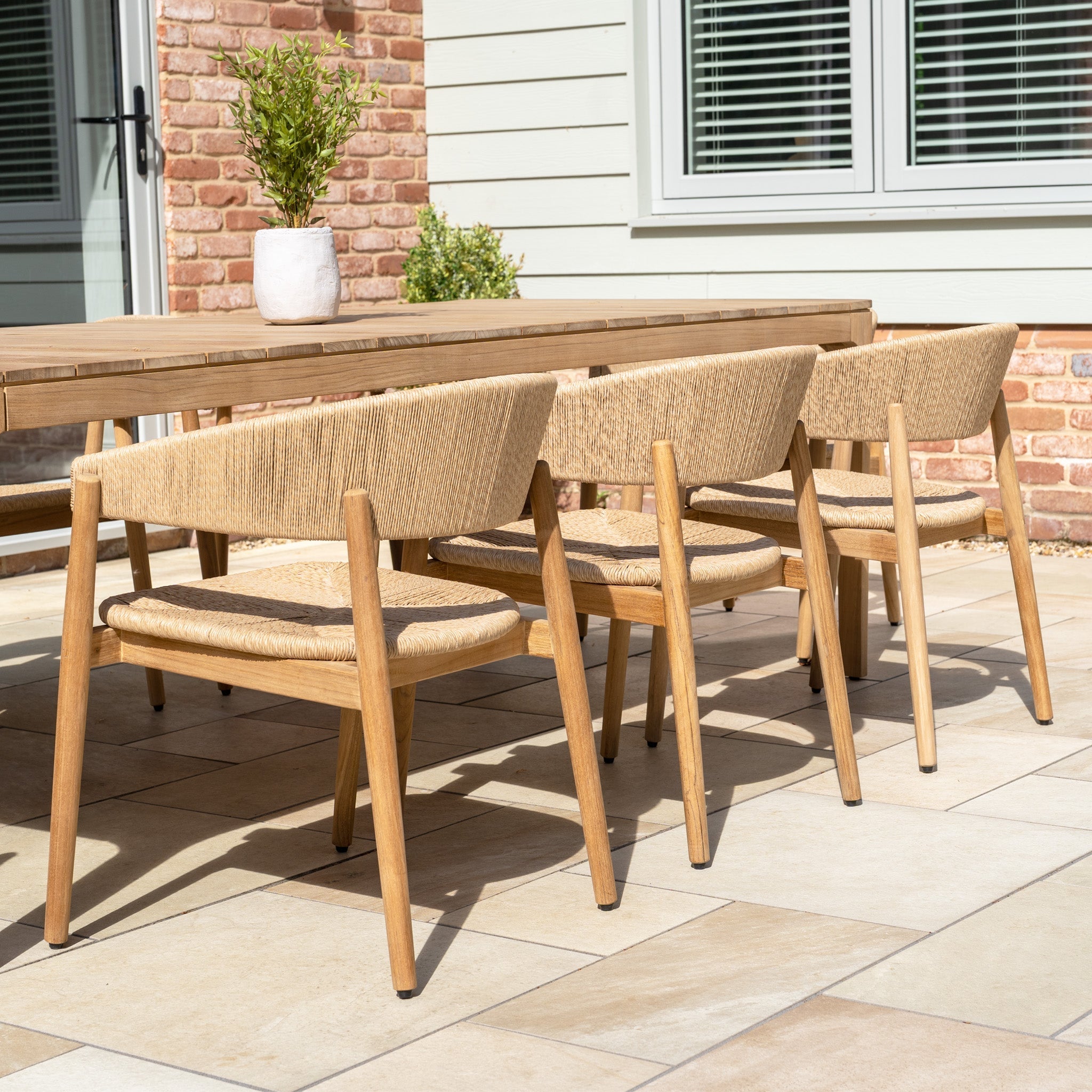 Lucca 8 Seat Dining Set with Teak Table in Natural Weave