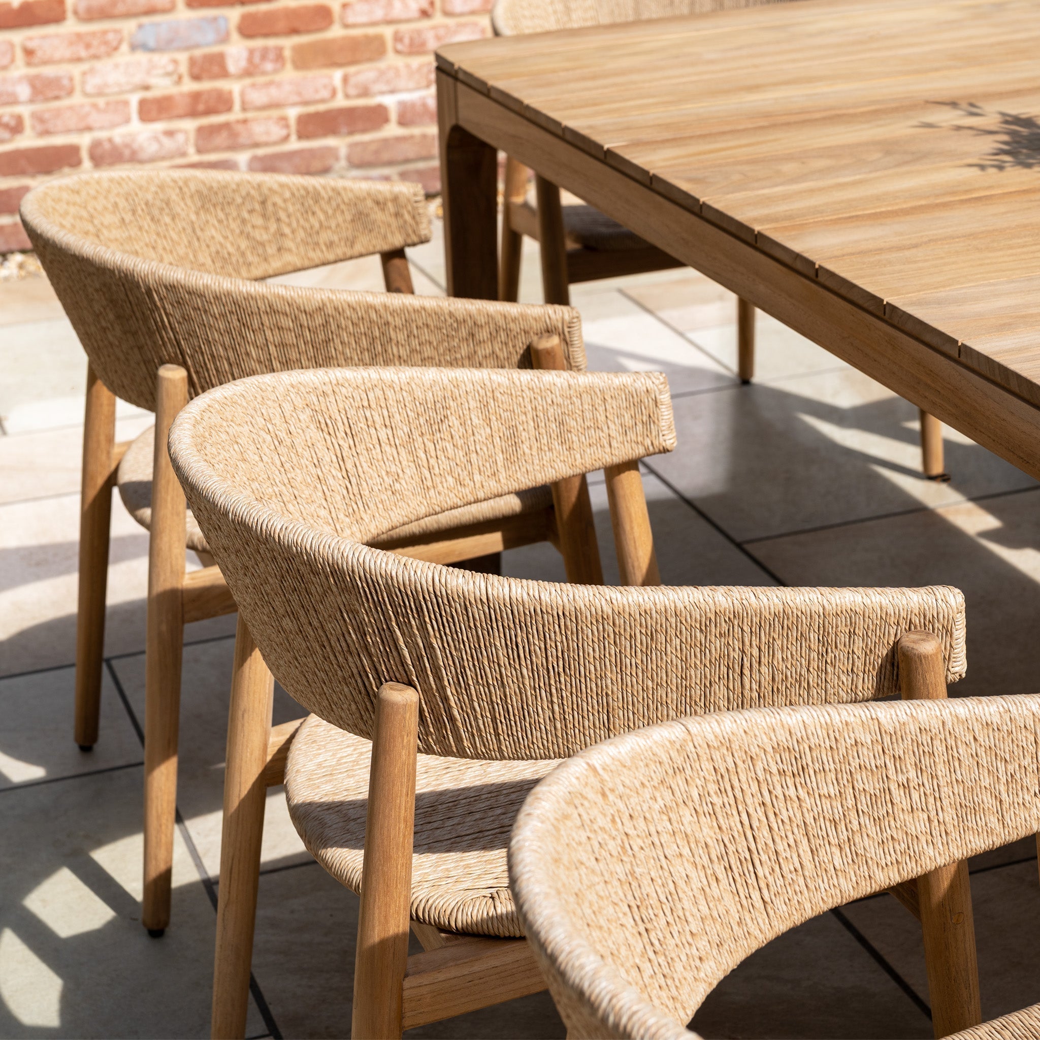 Lucca 8 Seat Dining Set with Teak Table in Natural Weave