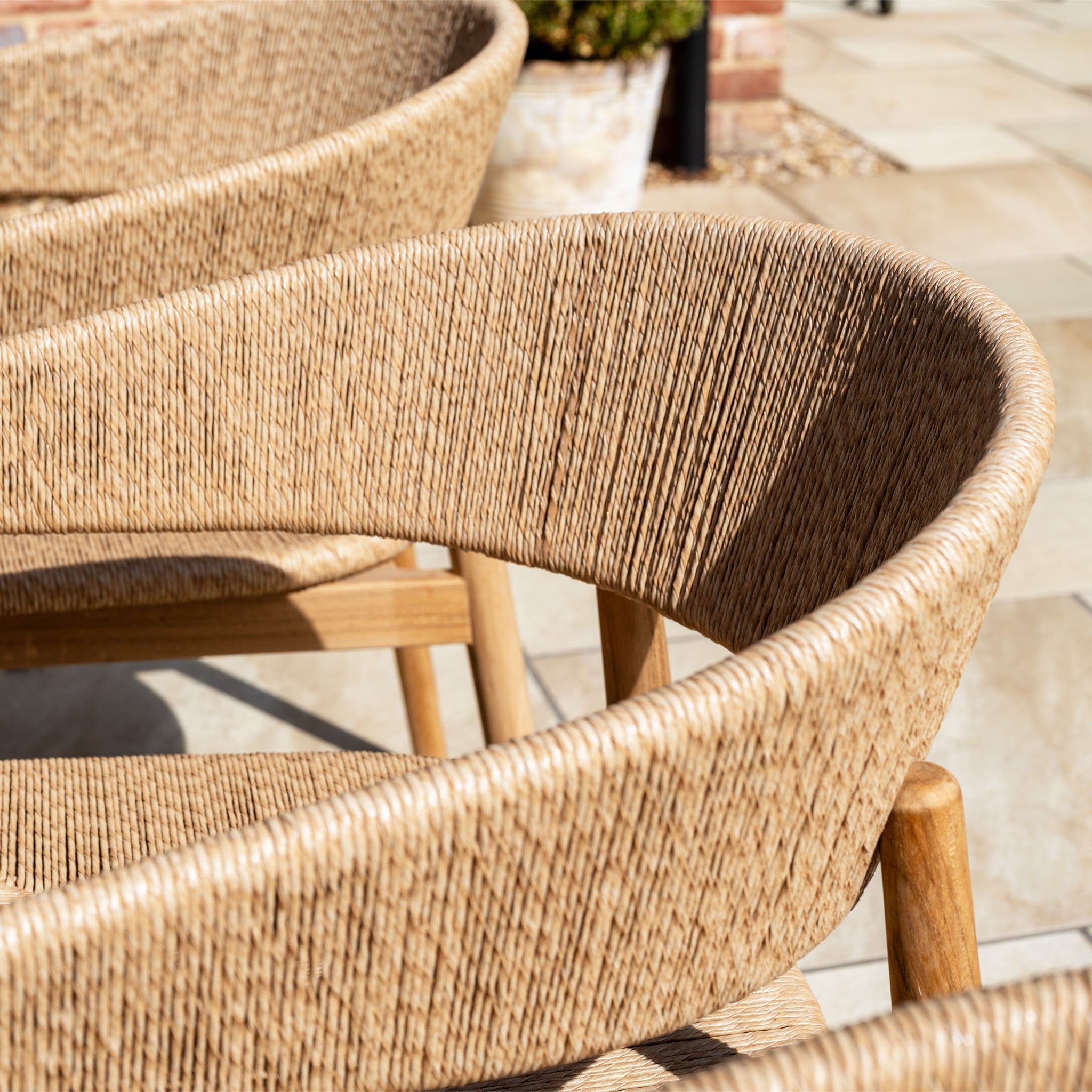 Lucca 8 Seat Dining Set with Teak Table in Natural Weave