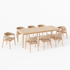 Lucca 8 Seat Dining Set with Teak Table in Natural Weave