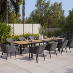 Luna 10 Seat Outdoor Fabric Extending Teak Dining Set in Grey