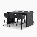 Luna 6 Seat Outdoor Fabric Ceramic Firepit Bar Set in Grey
