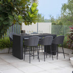 Luna 6 Seat Outdoor Fabric Ceramic Firepit Bar Set in Grey