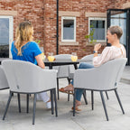 Luna 6 Seat Outdoor Fabric Oval Ceramic Dining Set in Oyster Grey