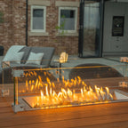 Luna 6 Seat Outdoor Fabric Teak Firepit Bar Set in Grey