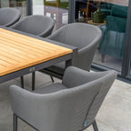 Luna 8 Seat Outdoor Fabric Extending Teak Dining Set in Grey