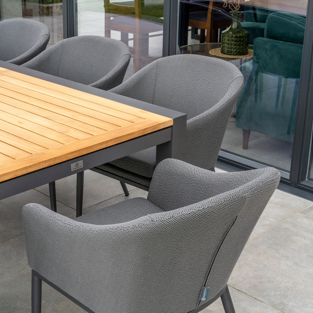 Luna 10 Seat Outdoor Fabric Extending Teak Dining Set in Grey