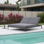 Luna Outdoor Fabric Double Sun Lounger in Grey