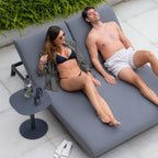 Luna Outdoor Fabric Double Sun Lounger in Grey