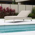 Luna Outdoor Fabric Sun Lounger in Fawn