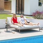Luna Outdoor Fabric Double Sun Lounger in Oyster Grey