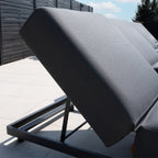 Luna Outdoor Fabric Deluxe Sun Lounger with Bolster Cushion in Grey