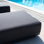 Luna Outdoor Fabric Deluxe Sun Lounger with Bolster Cushion in Grey