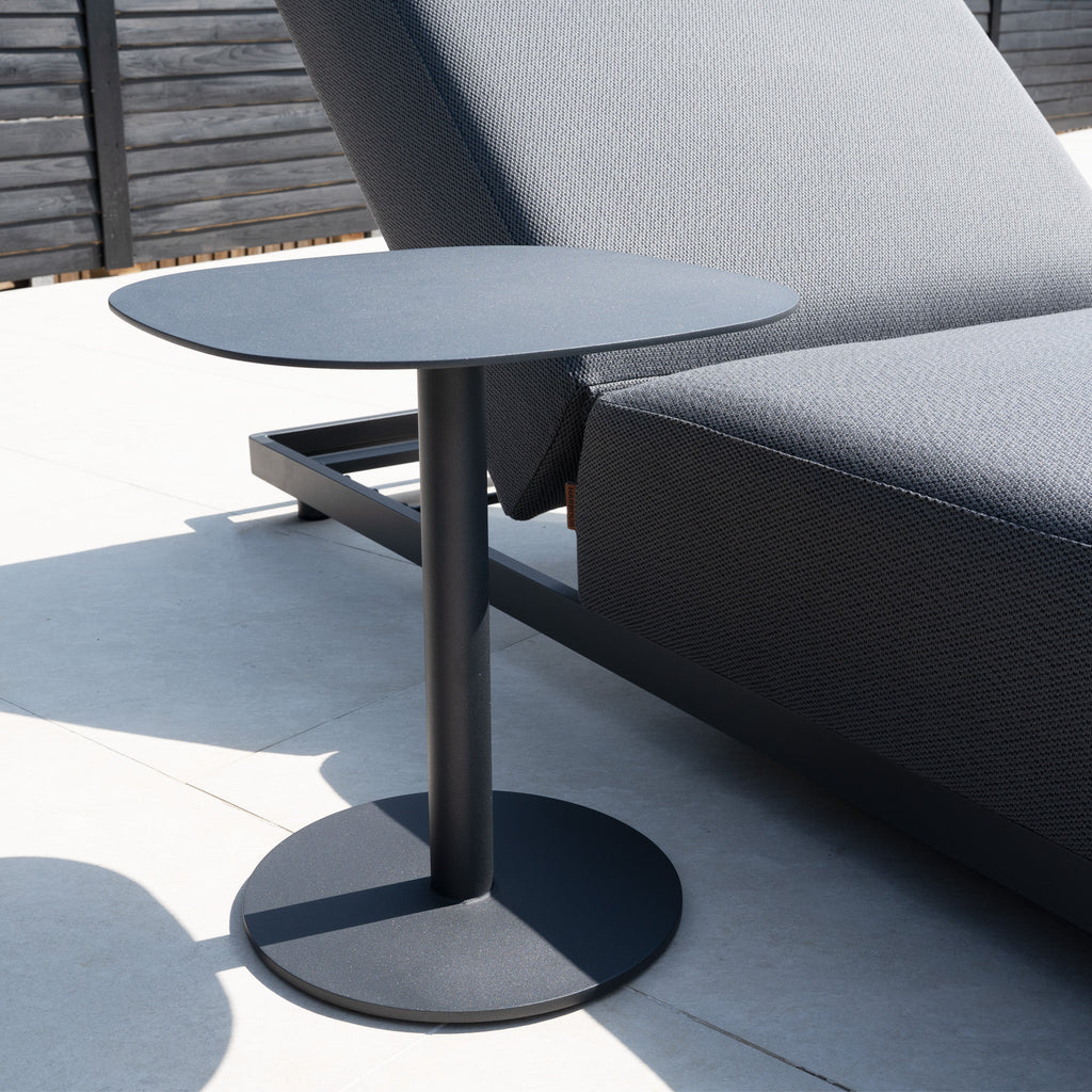 Luna Outdoor Fabric Deluxe Sun Lounger with Bolster Cushion in Grey