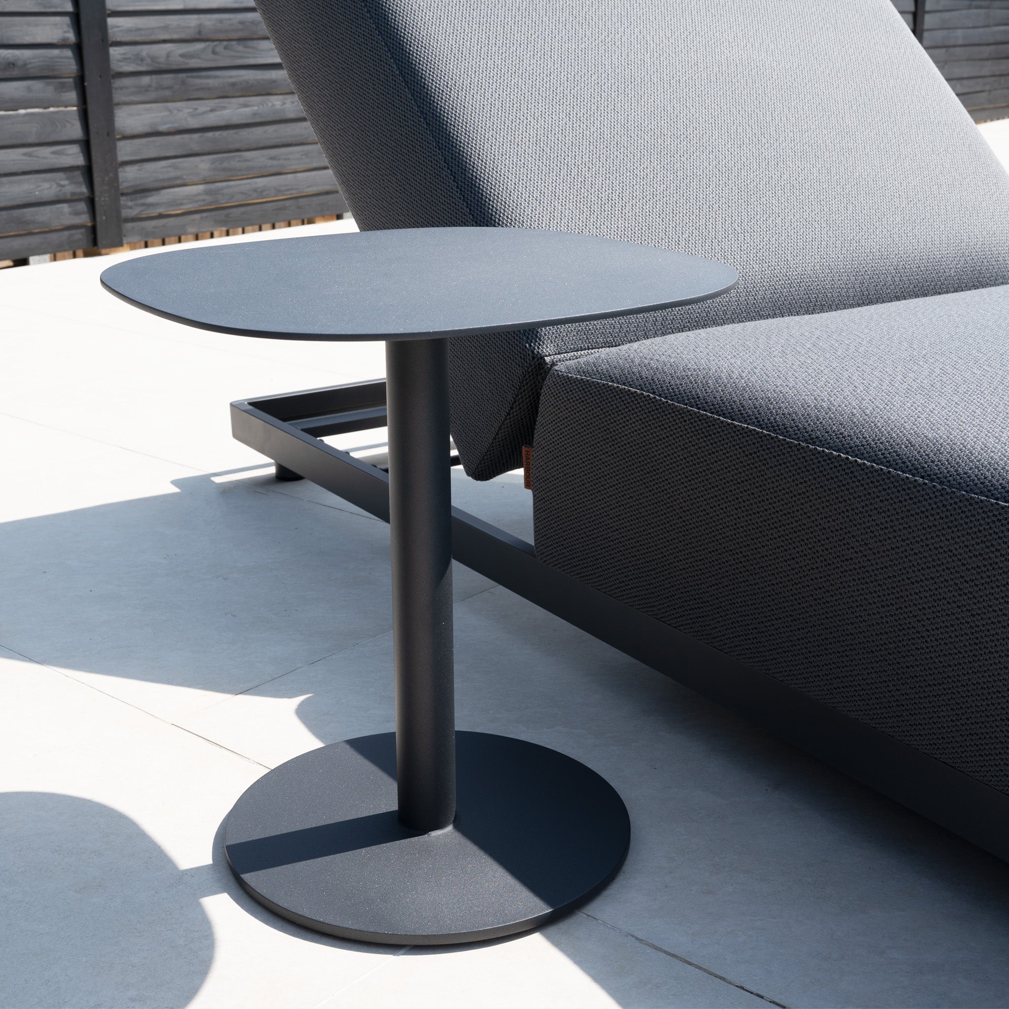 Luna Outdoor Fabric Deluxe Sun Lounger with Bolster Cushion in Grey