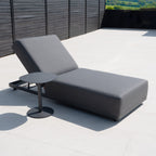 Luna Outdoor Fabric Deluxe Sun Lounger with Bolster Cushion in Grey