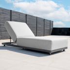Luna Outdoor Fabric Deluxe Sun Lounger with Bolster Cushion in Oyster Grey