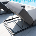 Luna Outdoor Fabric Deluxe Sun Lounger with Bolster Cushion in Grey