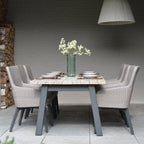 Luxor 6 Seat Rectangular Dining Set with Teak Table in Ash Grey