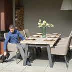 Luxor 6 Seat Rectangular Dining Set with Teak Table in Ash Grey