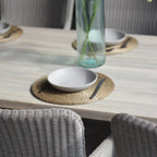 Luxor 6 Seat Rectangular Dining Set with Teak Table in Ash Grey
